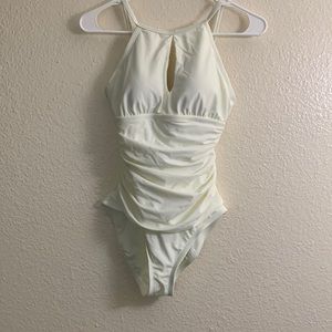 Ellen Tracy NWOT high neck one piece swim suit white